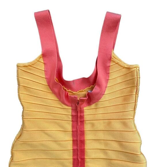 Herve Leger Bandage Dress Orange Salmon Pink Size Small - Picture 5 of 7